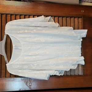 ELLE XL white blouse embroidered front lace with cotton sleeveless lining.